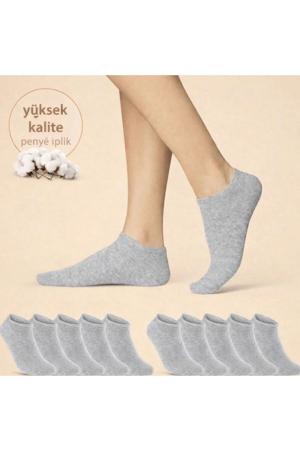 UZN SOCK Pamuklu Bilek Boy Çorap 10lu