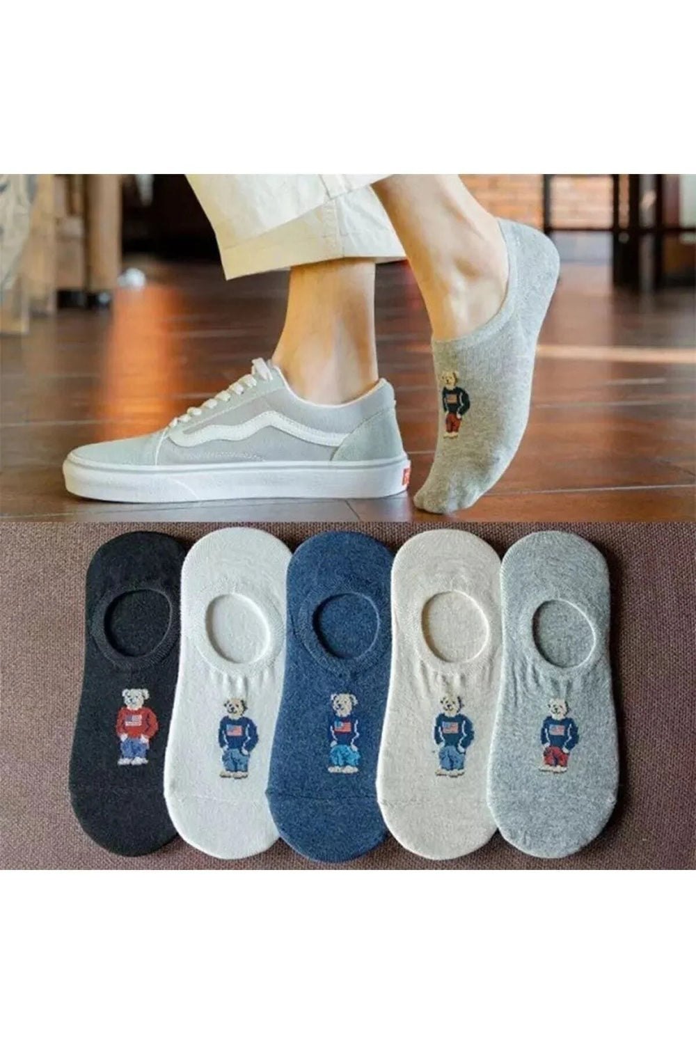 5’li Unisex Babet Çorap Pamuklu Görünmez Çorap Erkek Kadın Günlük Çorap Seti