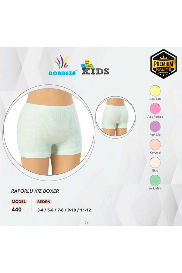 6'li Premium Organik Pamuk Raporlu Penye Kız Çocuk Boxer