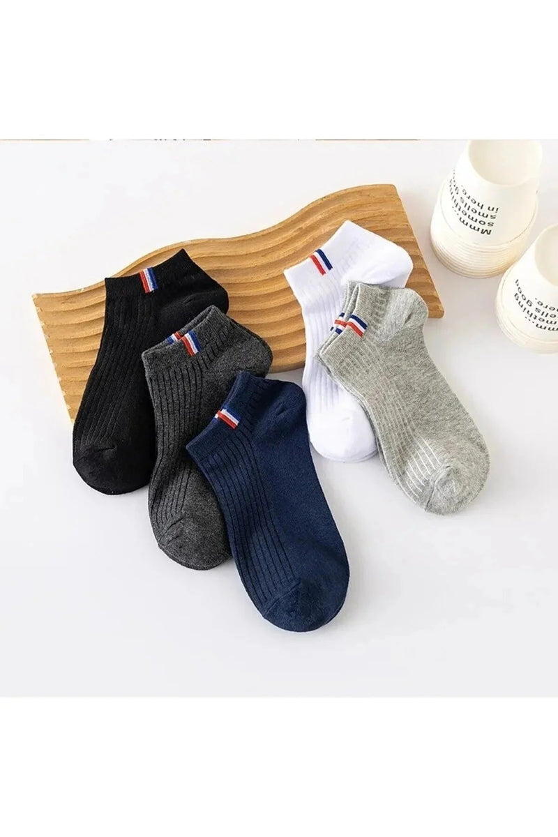 Unisex 10'lu Set: Eğlenceli Ayakkabı Desenli ve Klasik Sportif Bilek Çorapları