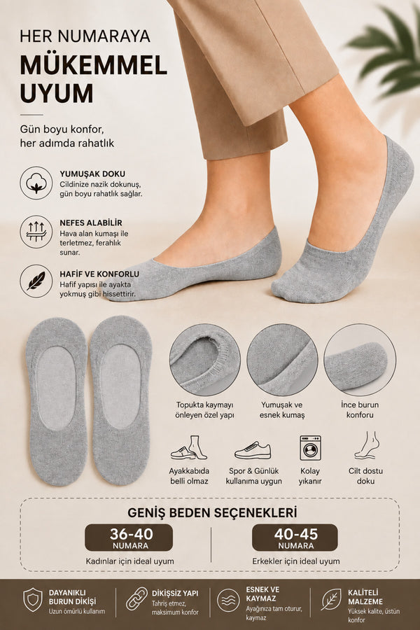 6 Çift Pamuklu Babet Patik Çorap Kadın Günlük Babet Çorap Kısa Çorap