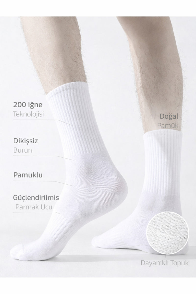 3 ÇİFT DÜZ BEYAZ BAMBU DİKİŞSİZ ÇORAP - BAMBU DİKİŞSİZ ÇORAP