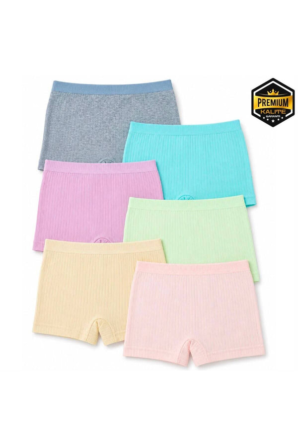 6li Fitilli Penye Kız Çocuk Boxer
