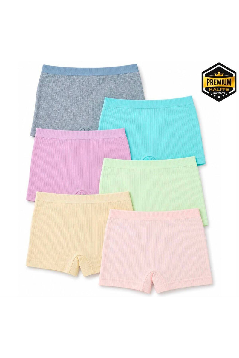 6li Fitilli Penye Kız Çocuk Boxer
