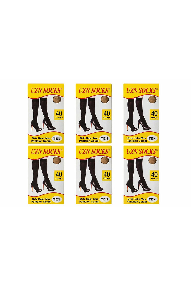 6'lı SİYAH Kadın Mat Ince Dizaltı 40 Denye Pantalon Çorabı