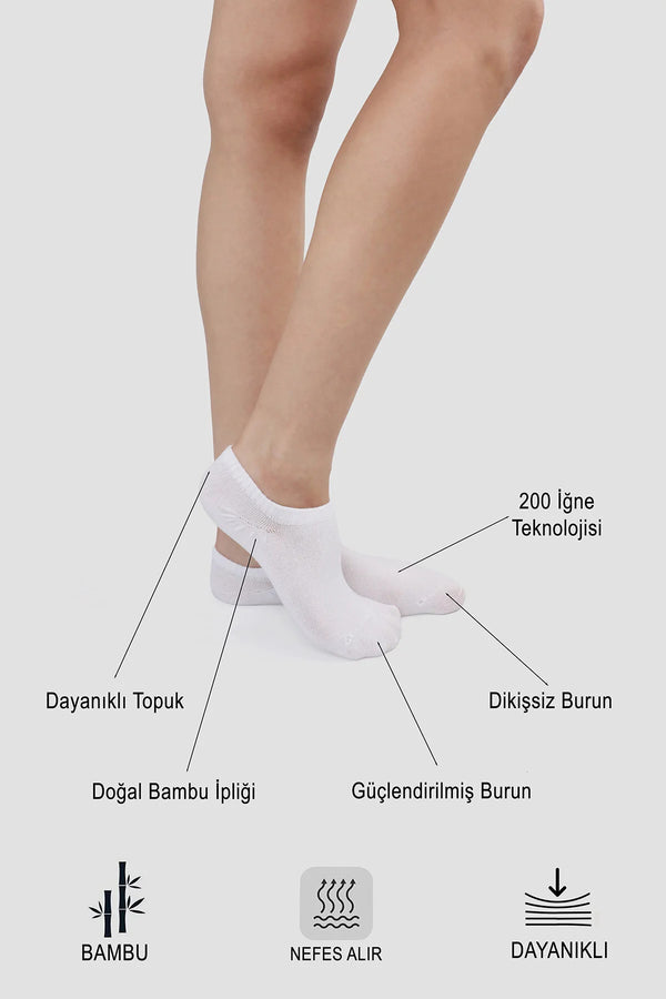 Bambu Sneaker Çorap – 4 Çift Paket | Kadın & Erkek | Dikişsiz