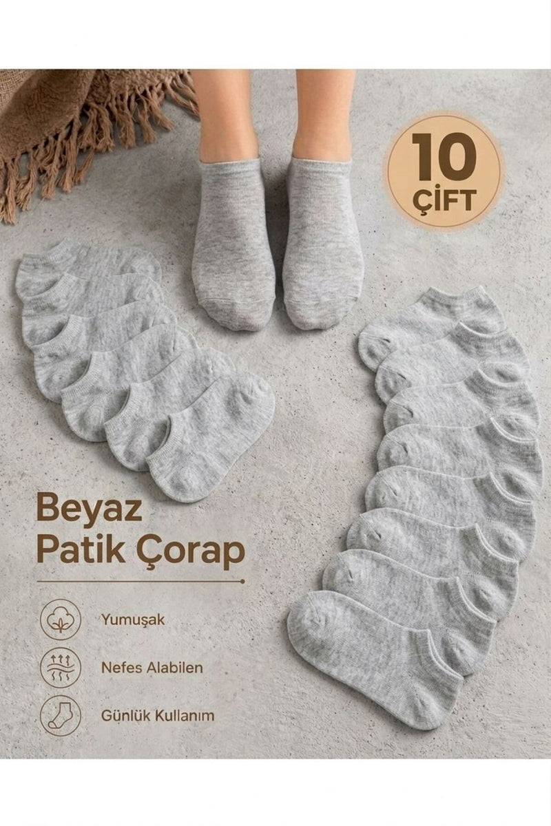 10’lü Premium Siyah Kısa Patik Çorap