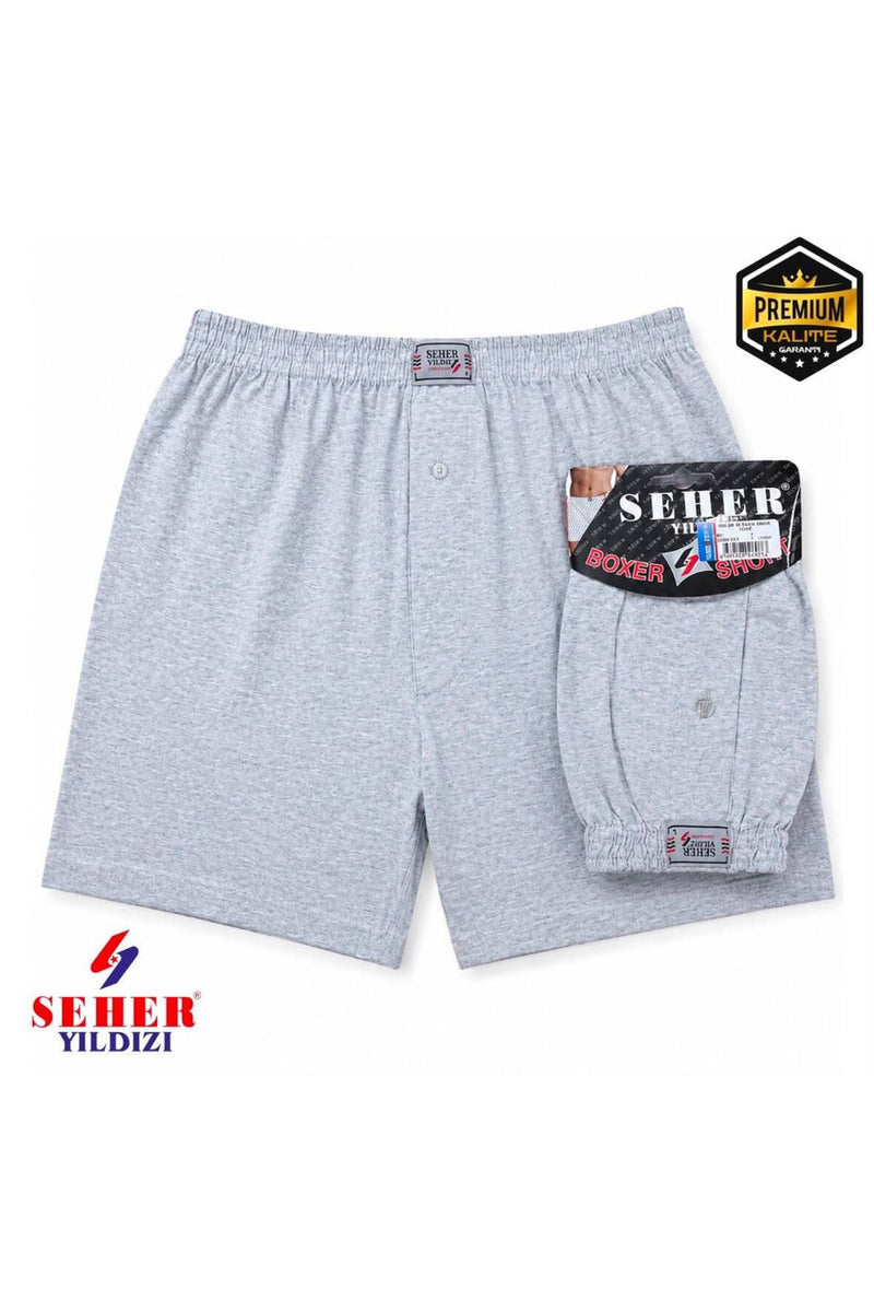10'lu Gri Düğmeli Erkek Boxer Short