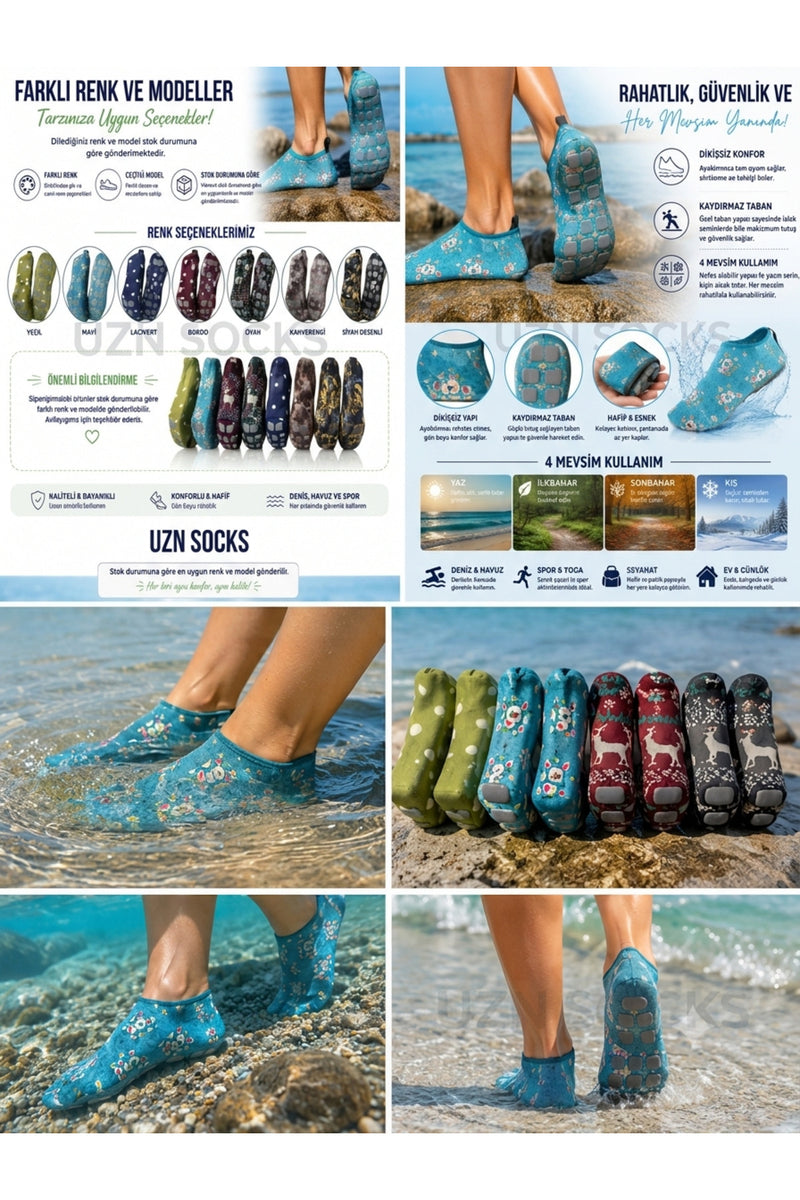 Kaydırmaz Deniz ve Havuz Çorabı Dikişsiz 4 Mevsim Unisex Aqua Shoes Plaj Ayakkabısı