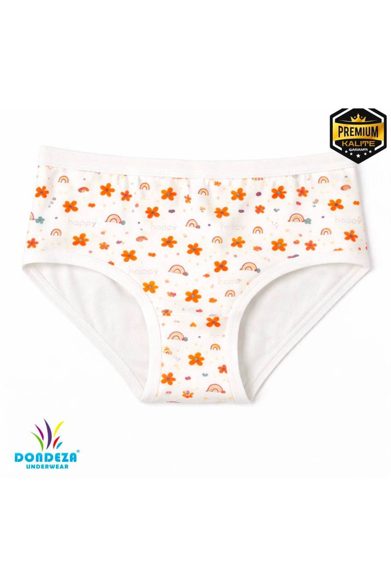 6'li %100 Pamuk Penye Desenli Premium Kız Çocuk Külot