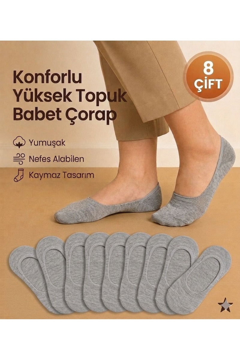 Görünmez Babet Çorap 8 Çift Çorap