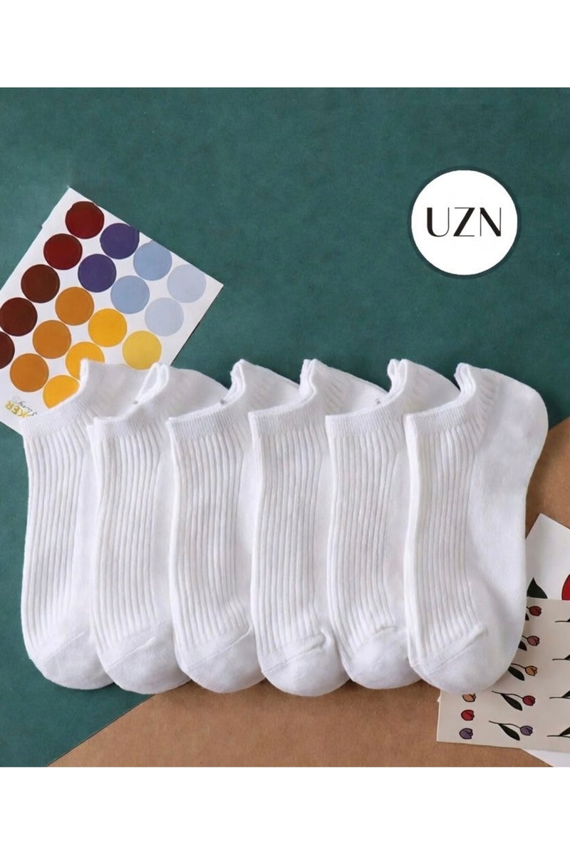 Kadın Beyaz Patik Çorap 5’li Paket – Günlük Rahat Pamuklu Spor Çorap