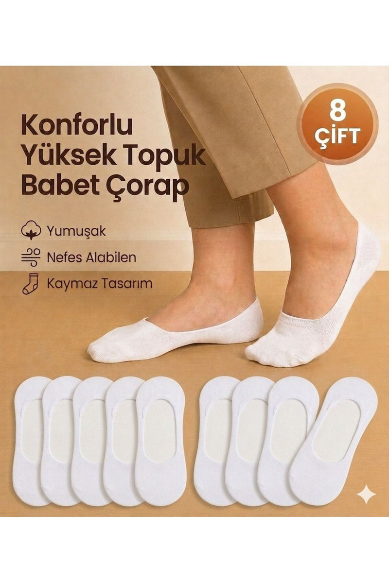 Görünmez Babet Çorap 8 Çift Çorap