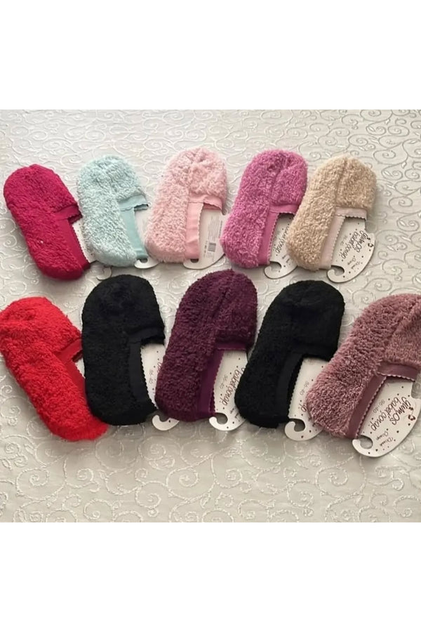 6 Adet Kadın Tekli Ultra Kalın Peluş Kışlık Babet Patik Çorap Karısık Renk