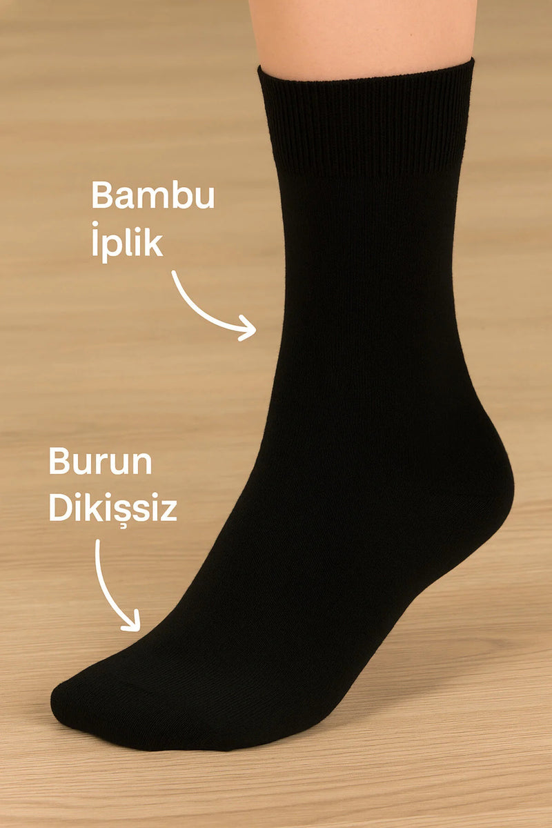 6 Çift Erkek Dikişsiz Uzun Siyah Soket Çorap | Konforlu – Terletmez – Günlük Kullanıma Uygun