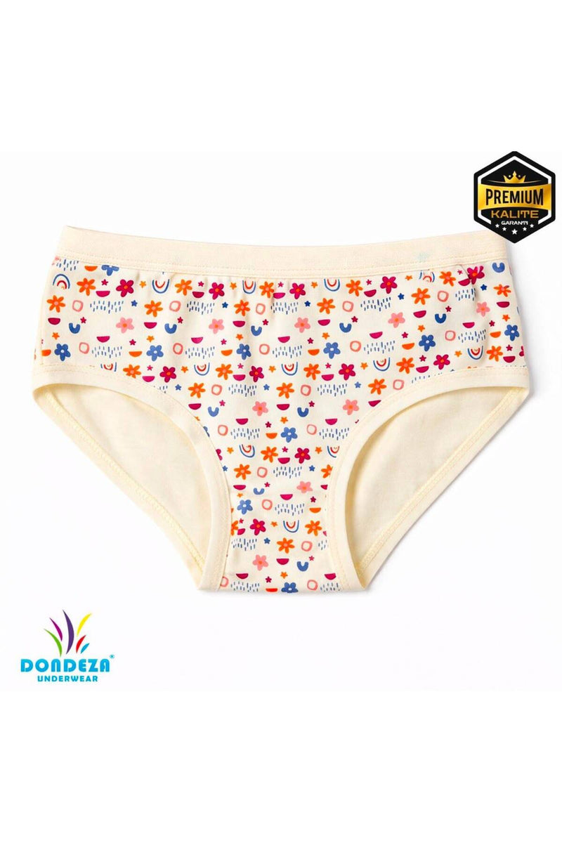 6'li %100 Pamuk Penye Desenli Premium Kız Çocuk Külot