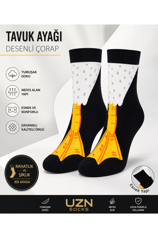 Ördek Ayaklı Komik Çorap | Siyah Yenilikçi Tasarım Hediyelik Unisex Çorap