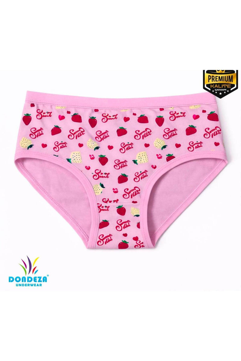 6'li %100 Pamuk Penye Desenli Premium Kız Çocuk Külot