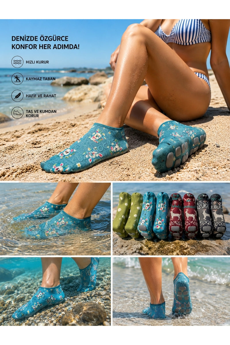 Kaydırmaz Deniz ve Havuz Çorabı Dikişsiz 4 Mevsim Unisex Aqua Shoes Plaj Ayakkabısı