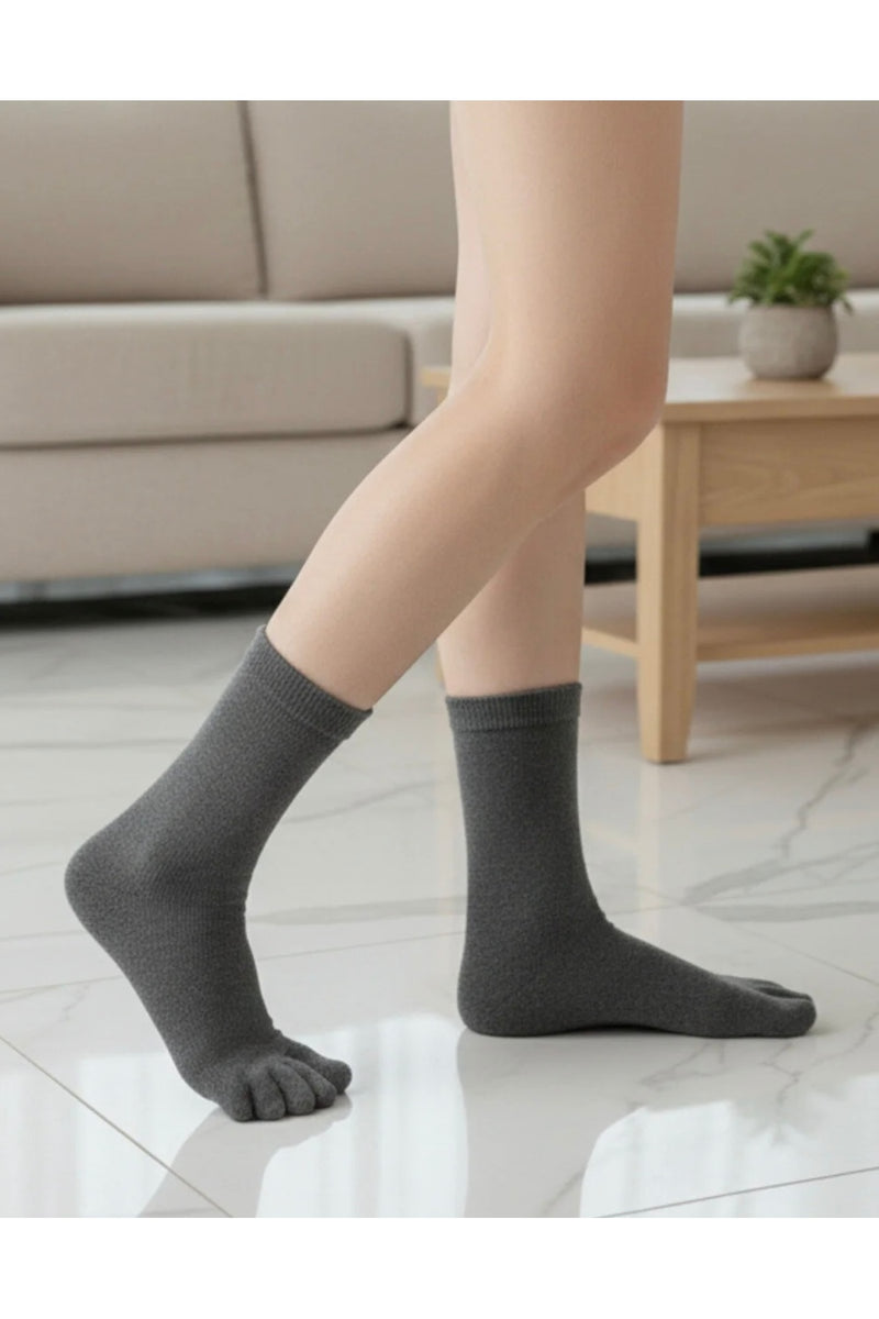 Bambu 5 Parmaklı Çorap 2 Çift Unisex – Terletmeyen, Parmak Ayrımlı Günlük Çorap