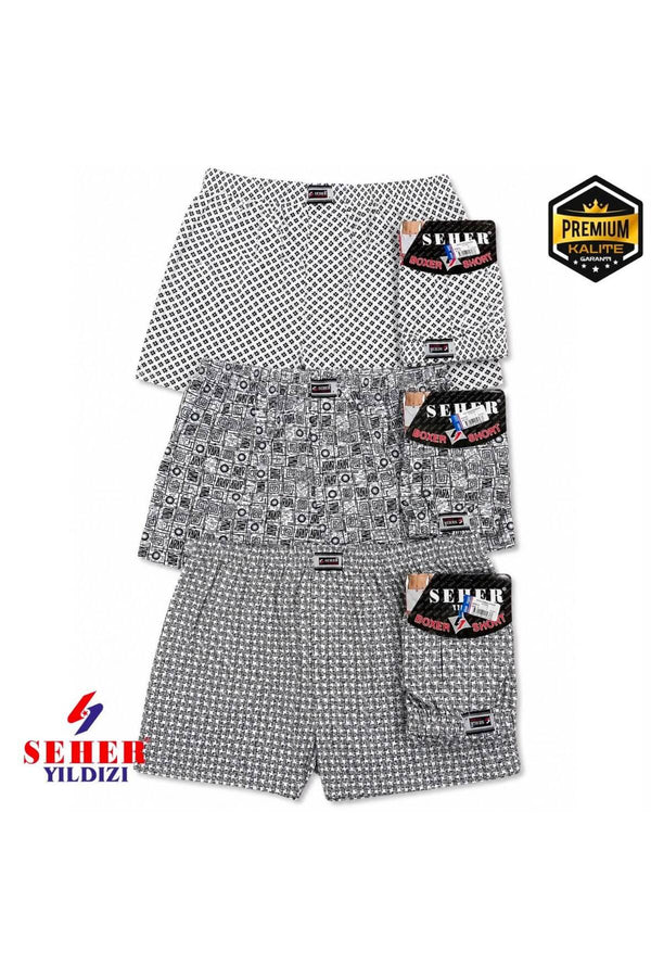 10'lu Erkek Desenli Düğmeli Boxer