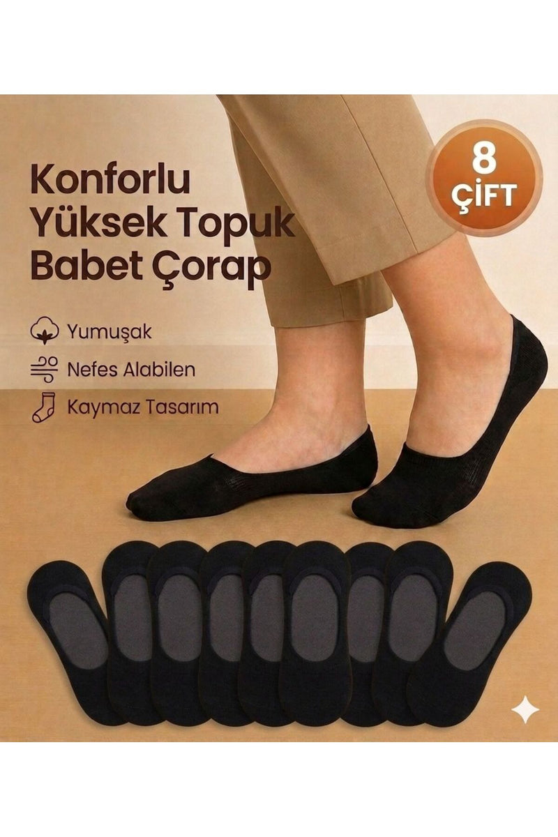 Görünmez Babet Çorap 8 Çift Çorap