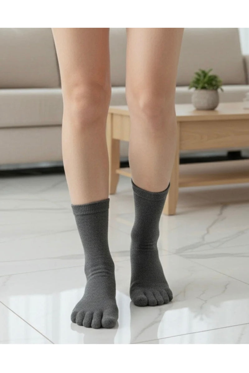 Bambu 5 Parmaklı Çorap 2 Çift Unisex – Terletmeyen, Parmak Ayrımlı Günlük Çorap