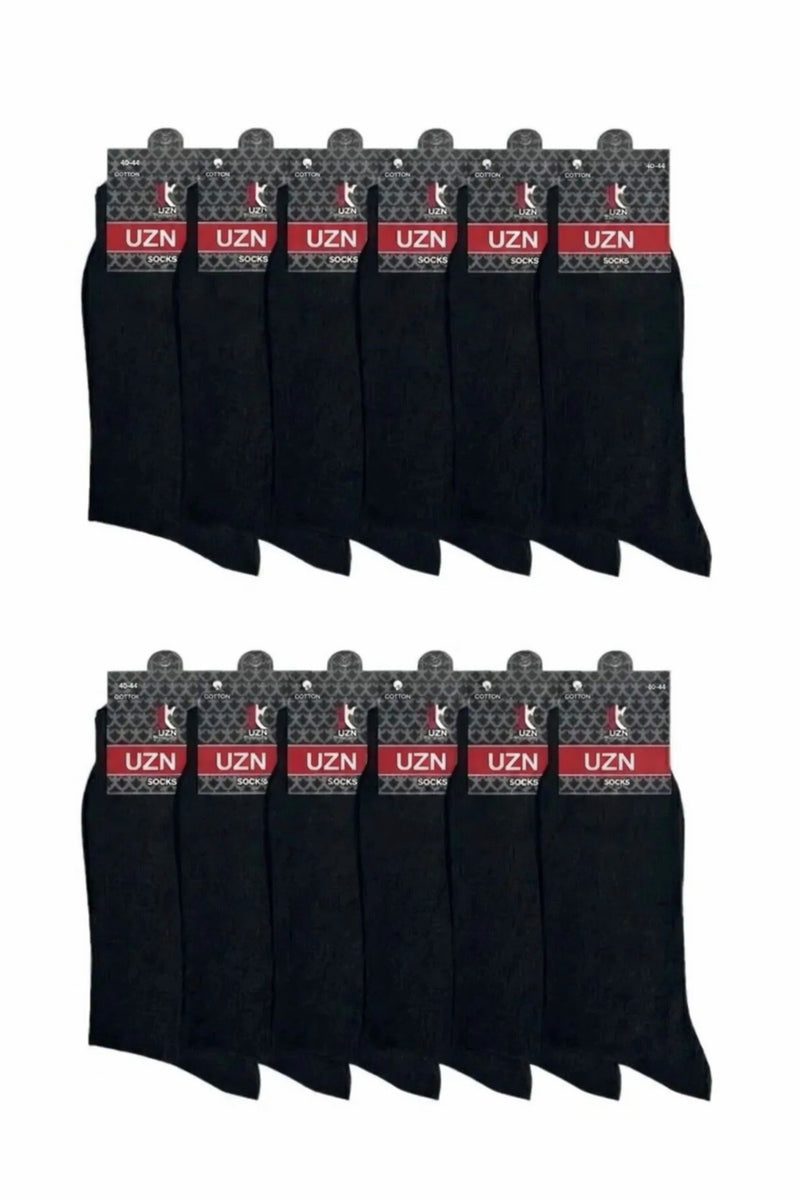 5 Adet Süper Ekonomik Siyah Erkek Pamuklu Çorap, Uzun Desensiz Pamuklu Çorap Unisex