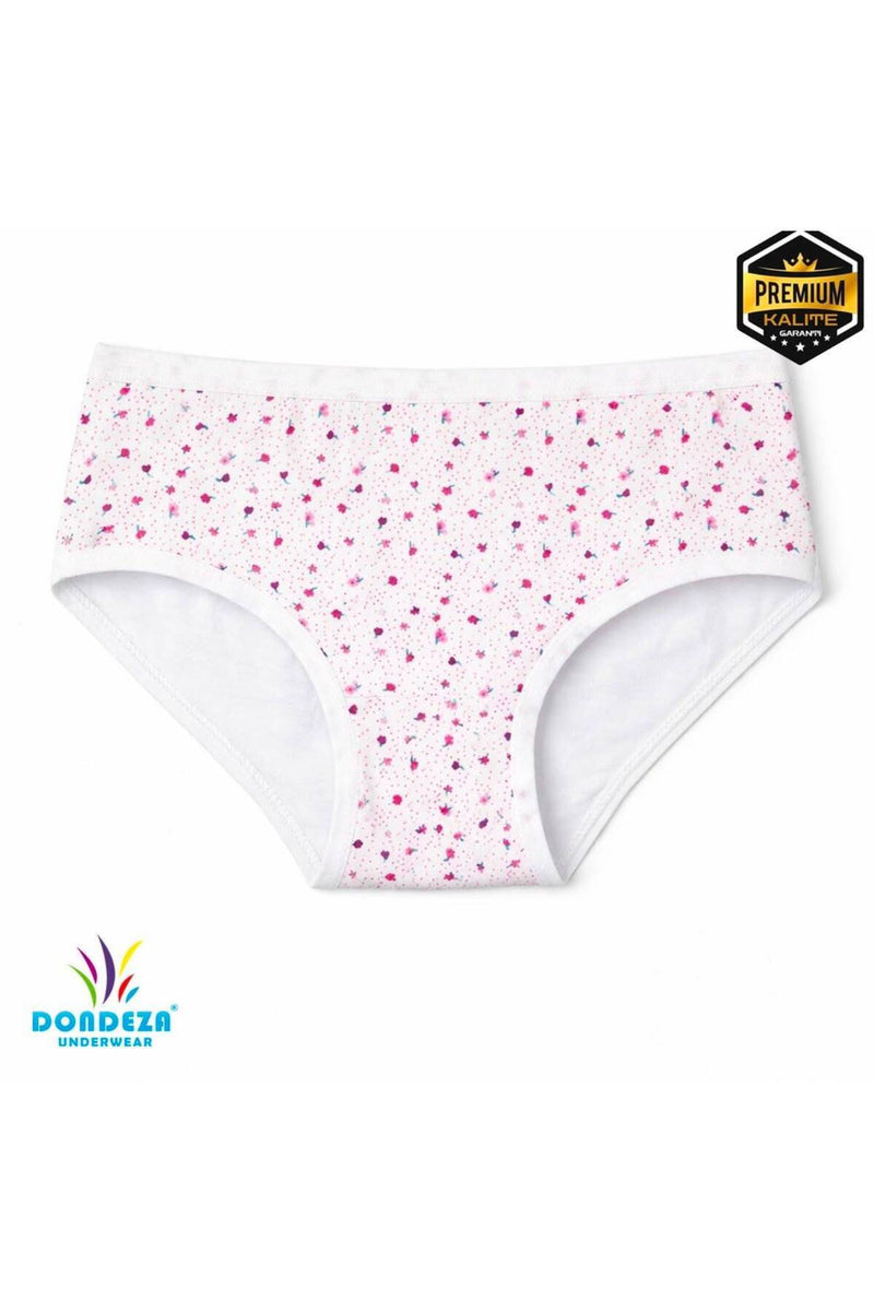 6'li %100 Pamuk Penye Desenli Premium Kız Çocuk Külot